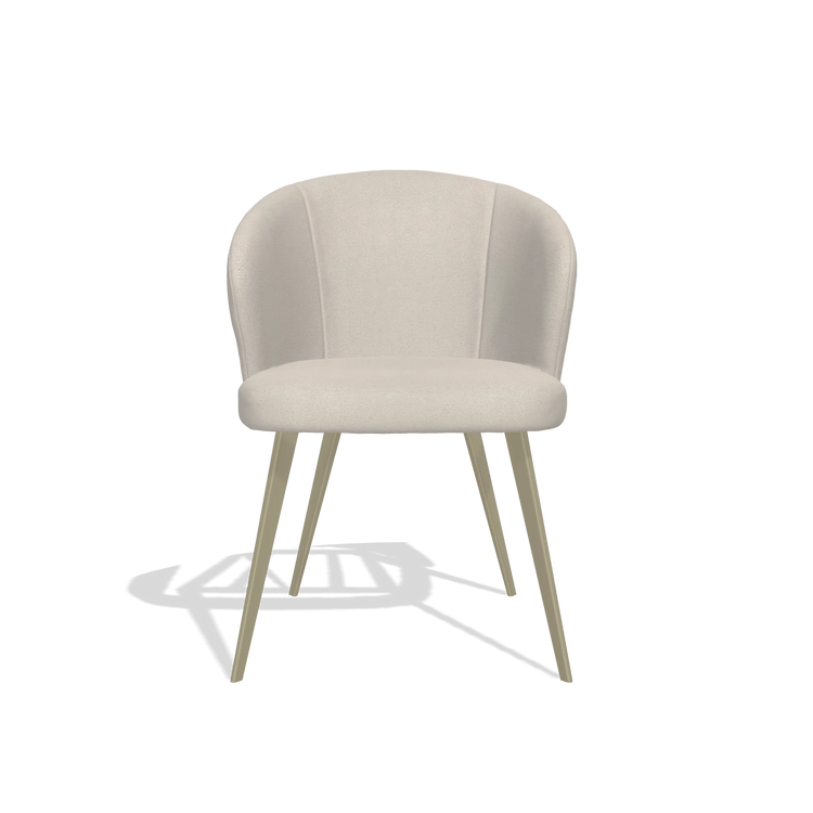 Sedia da pranzo Lisette 6599 in tessuto Boogie 02 (grigio chiaro), gambe in champagne, vista frontale