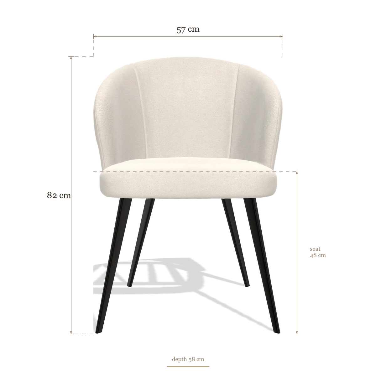 Sedia da pranzo Lisette 6599, dimensioni 57 x 58 x 82 cm