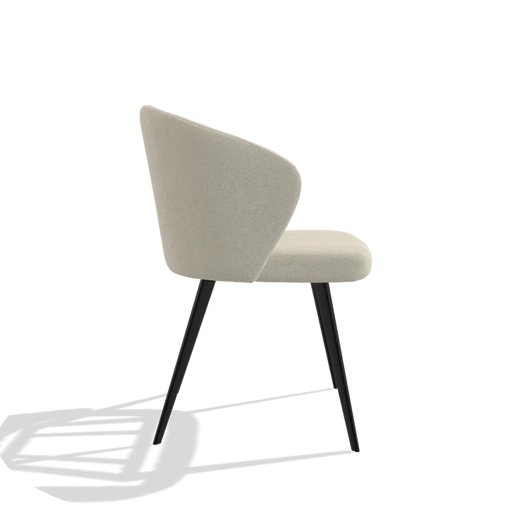 Sedia da pranzo Lisette 6599 in tessuto Boogie 84 (grigio chiaro), gambe in nero, vista laterale