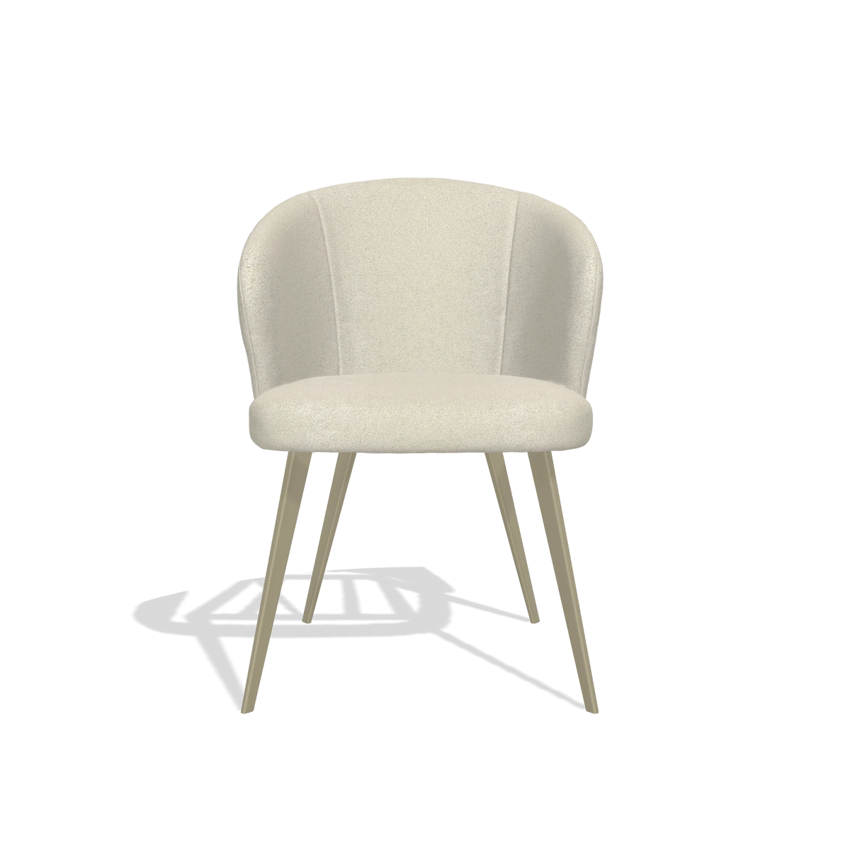 Sedia da pranzo Lisette 6599 in tessuto Boogie 84 (grigio chiaro), gambe in champagne, vista frontale