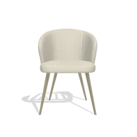 Sedia da pranzo Lisette 6599 in tessuto Boogie 84 (grigio chiaro), gambe in champagne, vista frontale
