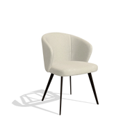 Sedia da pranzo Lisette 6599 in tessuto Boogie 84 (grigio chiaro), gambe in espresso, vista angolata