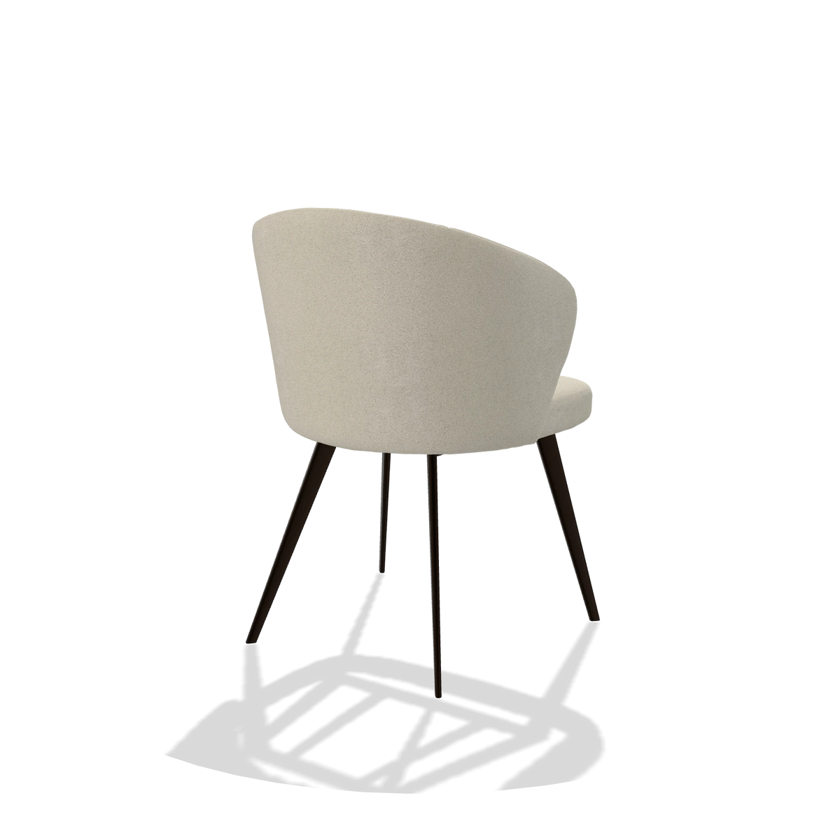 Sedia da pranzo Lisette 6599 in tessuto Boogie 84 (grigio chiaro), gambe in espresso, vista posteriore angolata