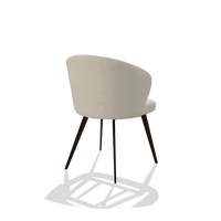 Sedia da pranzo Lisette 6599 in tessuto Boogie 84 (grigio chiaro), gambe in espresso, vista posteriore angolata