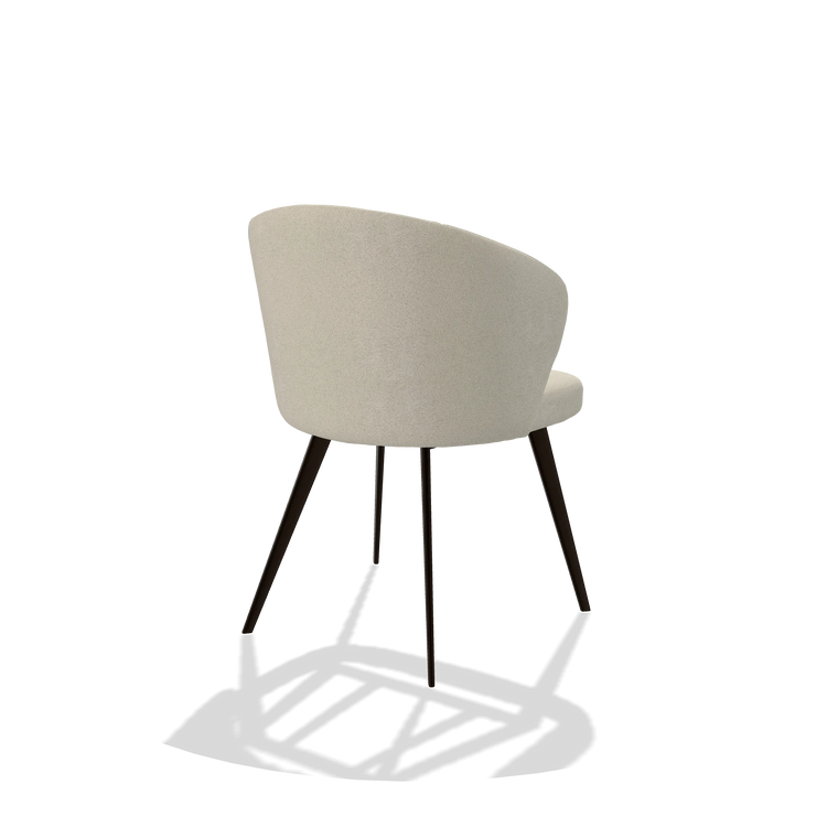 Sedia da pranzo Lisette 6599 in tessuto Boogie 84 (grigio chiaro), gambe in espresso, vista posteriore angolata