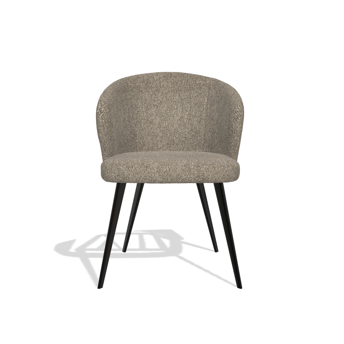 Chaise de salle à manger Lisette 6599 en tissu Cayenne 55 (taupe), pieds en noir, vue de face