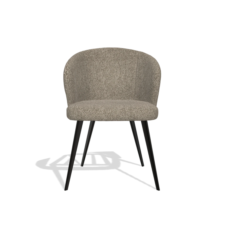 Chaise de salle à manger Lisette 6599 en tissu Cayenne 55 (taupe), pieds en noir, vue de face