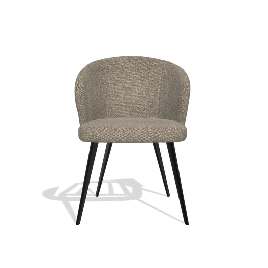 Chaise de salle à manger Lisette 6599 en tissu Cayenne 55 (taupe), pieds en noir, vue de face