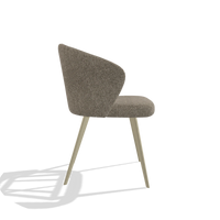 Chaise de salle à manger Lisette 6599 en tissu Cayenne 55 (taupe), pieds en champagne, vue de profil