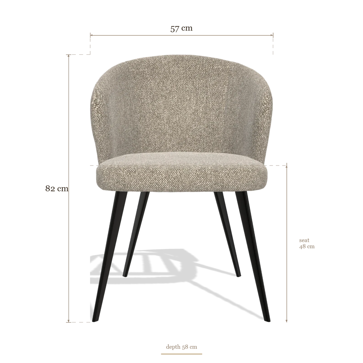 Chaise de salle à manger Lisette 6599, dimensions 57 x 58 x 82 cm