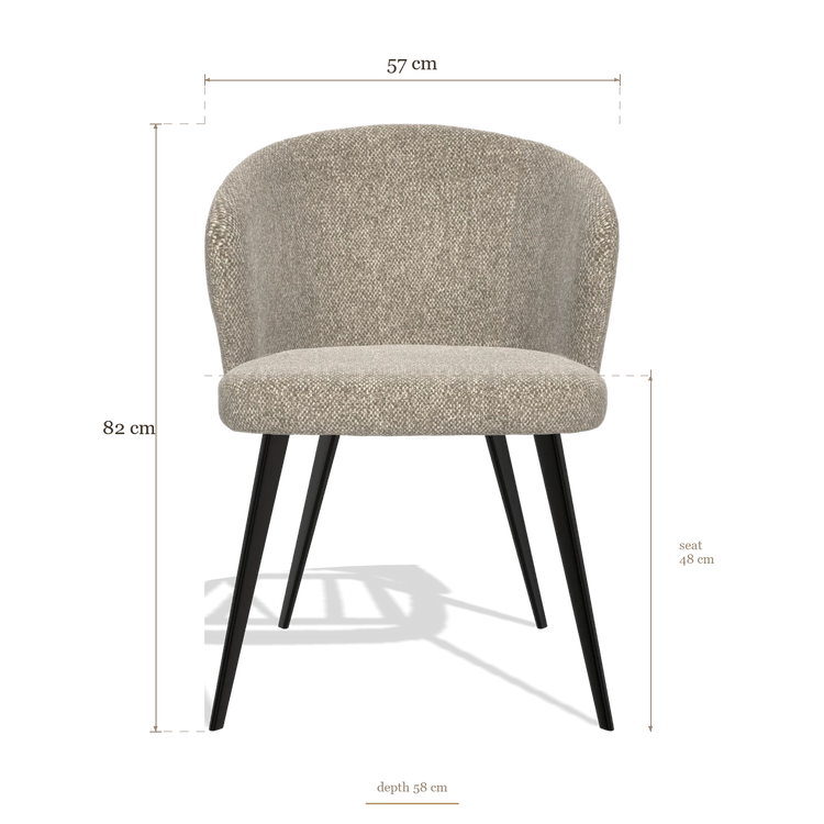 Chaise de salle à manger Lisette 6599, dimensions 57 x 58 x 82 cm