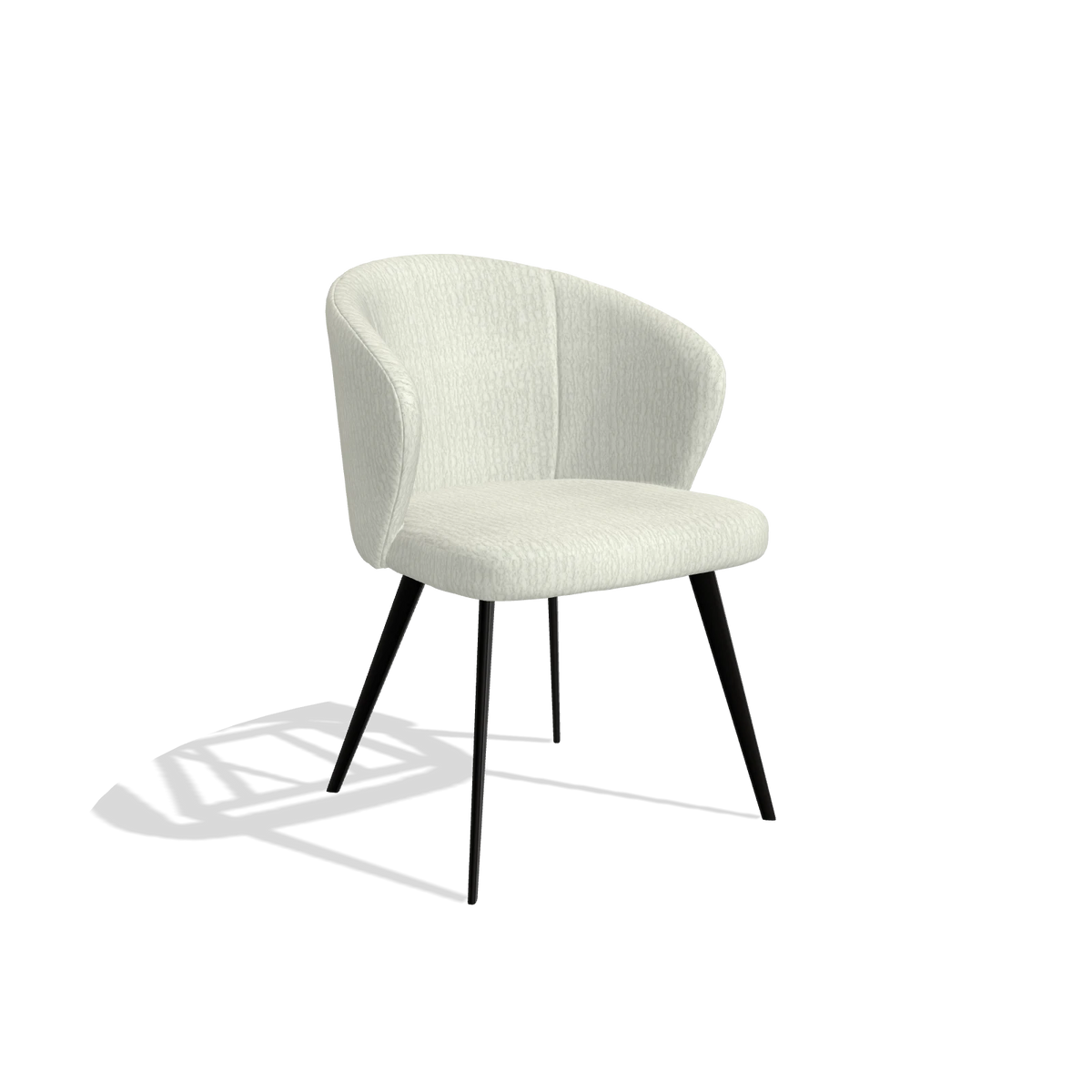 Sedia da pranzo Lisette 6599 in tessuto Energy 101 (grigio chiaro), gambe in nero, vista angolata