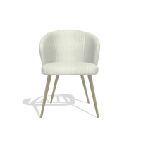Sedia da pranzo Lisette 6599 in tessuto Energy 101 (grigio chiaro), gambe in champagne, vista frontale