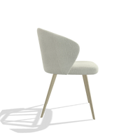 Sedia da pranzo Lisette 6599 in tessuto Energy 101 (grigio chiaro), gambe in champagne, vista laterale