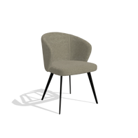 Esszimmerstuhl Lisette 6599 in Stoff Guard 193 (Taupe), Beine in Schwarz, Schrägansicht