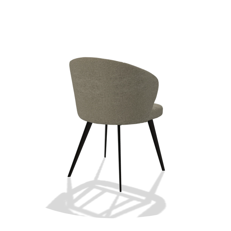 Esszimmerstuhl Lisette 6599 in Stoff Guard 193 (Taupe), Beine in Schwarz, Schrägansicht von hinten