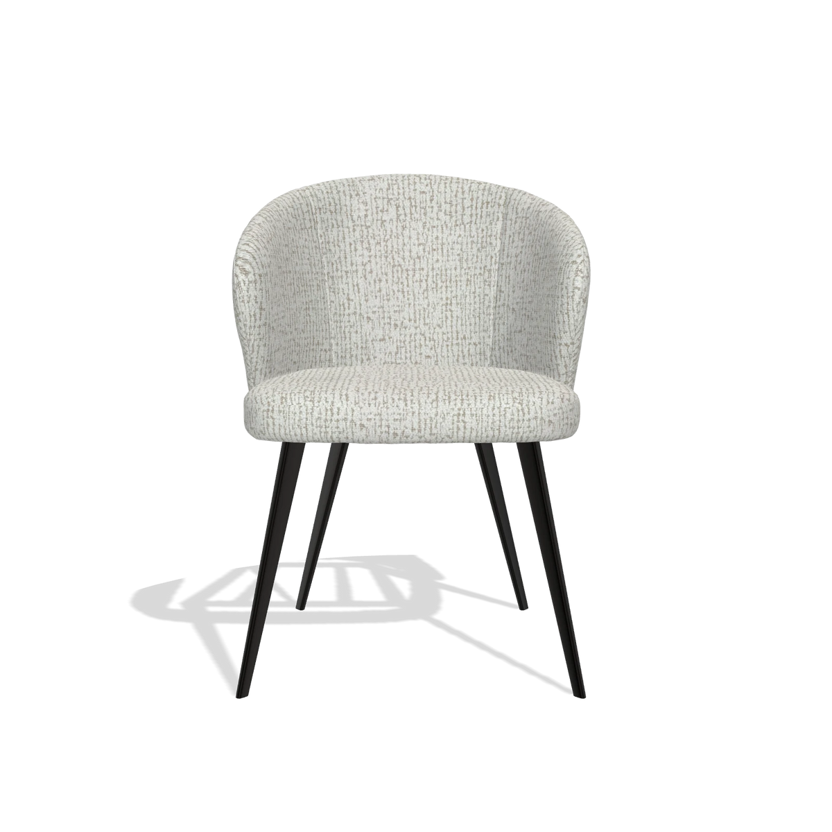 Sedia da pranzo Lisette 6599 in tessuto Horta 186 (grigio chiaro), gambe in nero, vista frontale