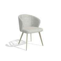 Sedia da pranzo Lisette 6599 in tessuto Horta 186 (grigio chiaro), gambe in champagne, vista angolata