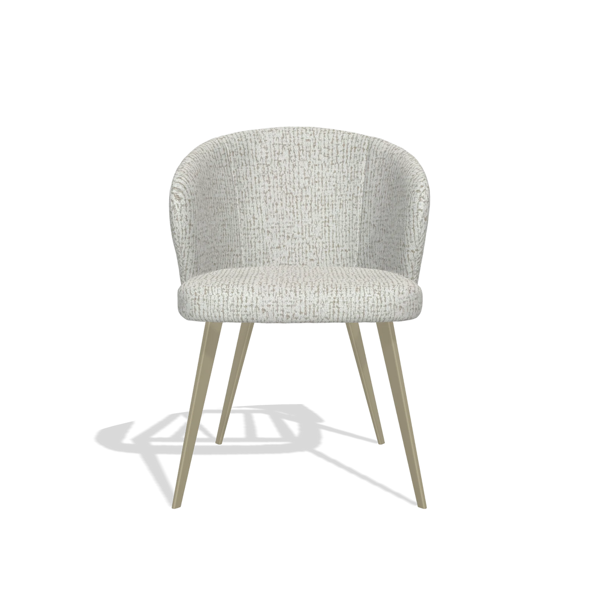 Sedia da pranzo Lisette 6599 in tessuto Horta 186 (grigio chiaro), gambe in champagne, vista frontale