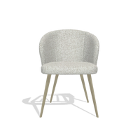 Sedia da pranzo Lisette 6599 in tessuto Horta 186 (grigio chiaro), gambe in champagne, vista frontale