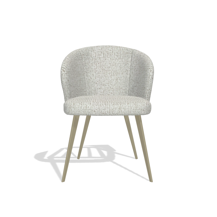 Sedia da pranzo Lisette 6599 in tessuto Horta 186 (grigio chiaro), gambe in champagne, vista frontale