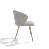 Sedia da pranzo Lisette 6599 in tessuto Horta 186 (grigio chiaro), gambe in champagne, vista laterale