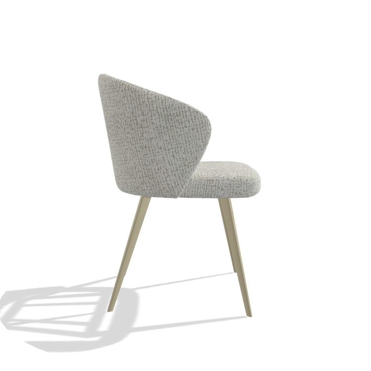 Sedia da pranzo Lisette 6599 in tessuto Horta 186 (grigio chiaro), gambe in champagne, vista laterale