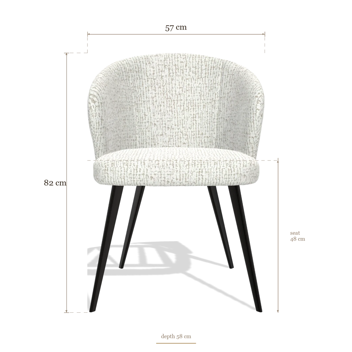 Sedia da pranzo Lisette 6599, dimensioni 57 x 58 x 82 cm