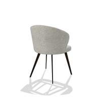 Sedia da pranzo Lisette 6599 in tessuto Horta 186 (grigio chiaro), gambe in espresso, vista posteriore angolata