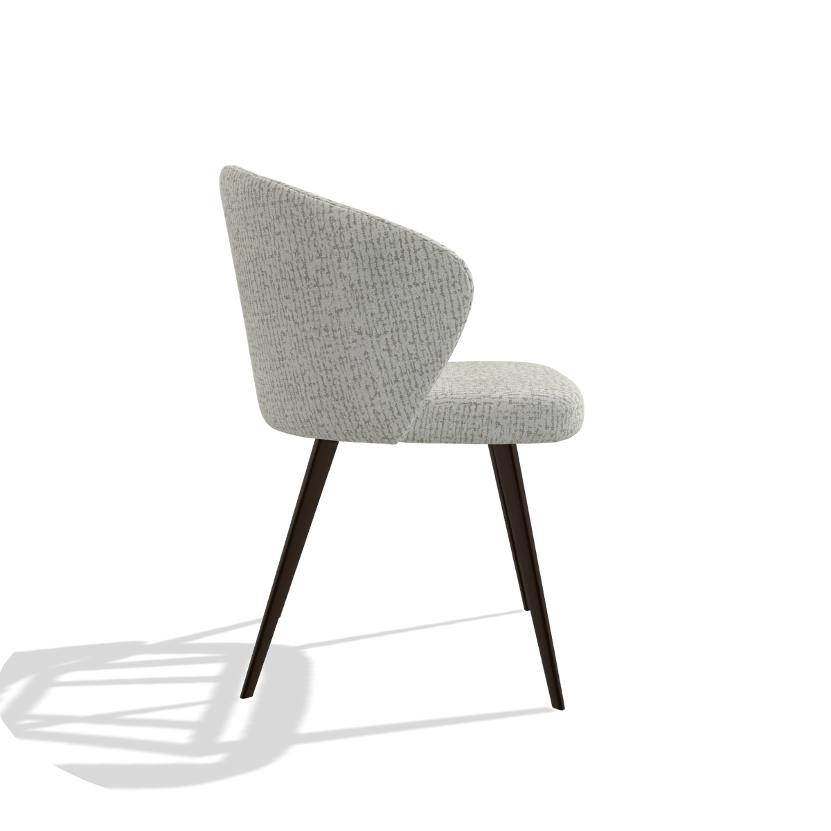 Sedia da pranzo Lisette 6599 in tessuto Horta 186 (grigio chiaro), gambe in espresso, vista laterale