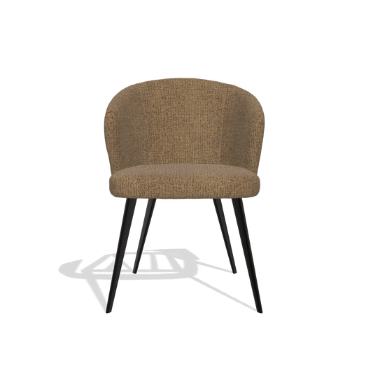 Chaise de salle à manger Lisette 6599 en tissu Horta 23 (olive), pieds en noir, vue de face