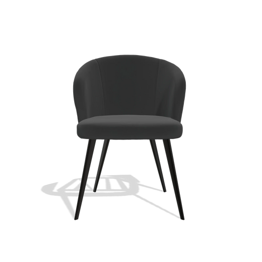 Chaise de salle à manger Lisette 6599 en Cuir A804 (noir), pieds en noir, vue de face