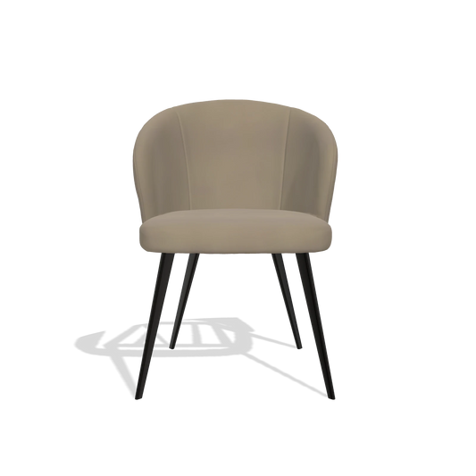 Chaise de salle à manger Lisette 6599 en Cuir A824 (vert sauge), pieds en noir, vue de face