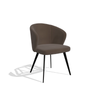 Esszimmerstuhl Lisette 6599 in Leder A825 (Braun), Beine in Schwarz, Schrägansicht