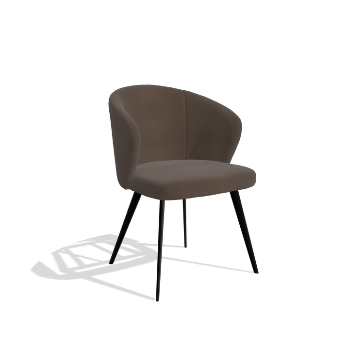 Esszimmerstuhl Lisette 6599 in Leder A825 (Braun), Beine in Schwarz, Schrägansicht