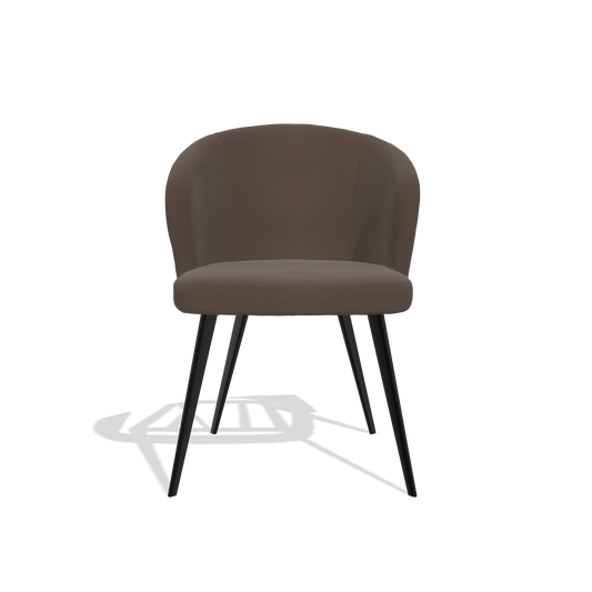 Chaise de salle à manger Lisette 6599 en Cuir A825 (marron), pieds en noir, vue de face