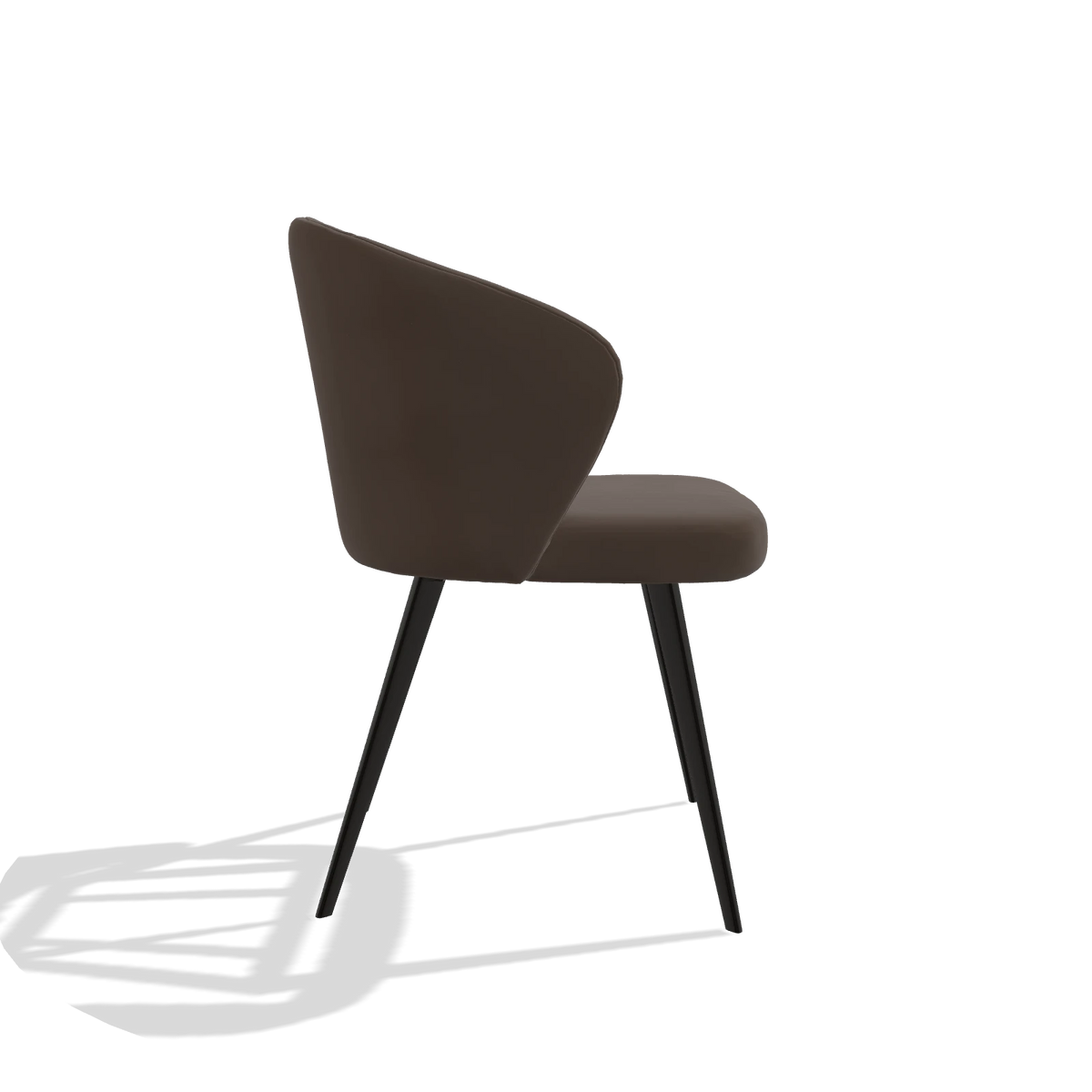 Esszimmerstuhl Lisette 6599 in Leder A825 (Braun), Beine in Schwarz, Seitenansicht