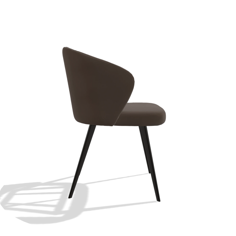Esszimmerstuhl Lisette 6599 in Leder A825 (Braun), Beine in Schwarz, Seitenansicht