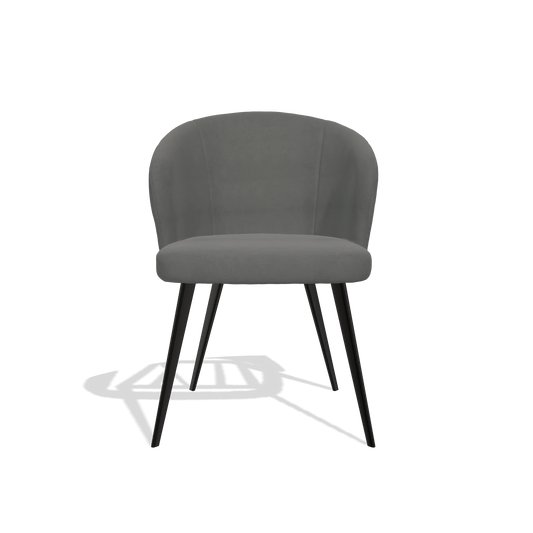 Chaise de salle à manger Lisette 6599 en Cuir B400 (gris foncé), pieds en noir, vue de face