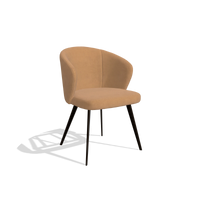 Eetkamerstoel Lisette 6599 in Leder B401 (mosterdgeel), poten in espresso, schuin vooraanzicht