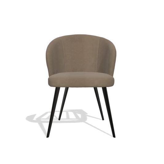 Chaise de salle à manger Lisette 6599 en Cuir B402 (taupe), pieds en noir, vue de face
