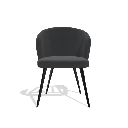 Chaise de salle à manger Lisette 6599 en Cuir B500 (noir), pieds en noir, vue de face