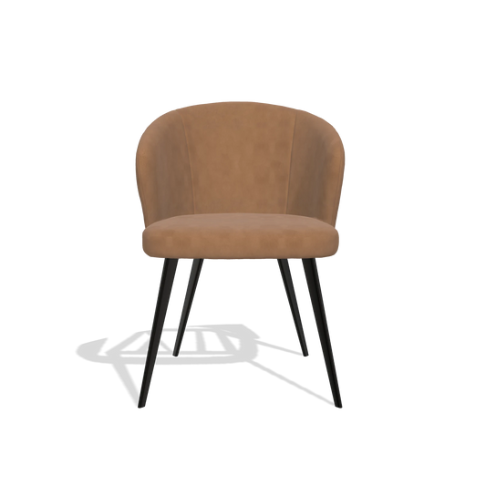 Chaise de salle à manger Lisette 6599 en Cuir B501 (caramel), pieds en noir, vue de face