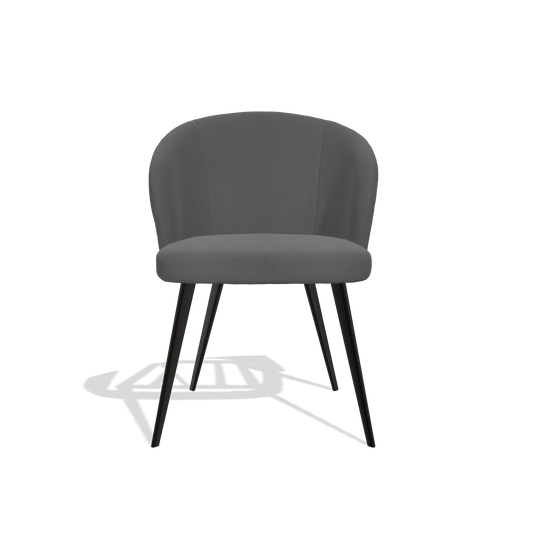 Chaise de salle à manger Lisette 6599 en Cuir B502 (gris foncé), pieds en noir, vue de face