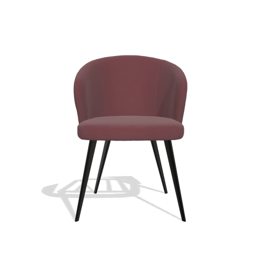 Chaise de salle à manger Lisette 6599 en Cuir B554 (marron), pieds en noir, vue de face