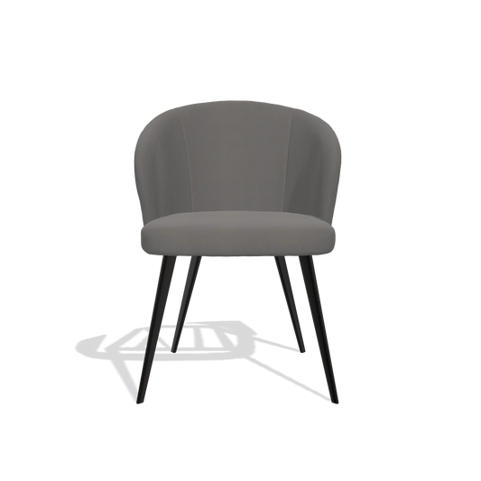 Chaise de salle à manger Lisette 6599 en Cuir B584 (gris foncé), pieds en noir, vue de face