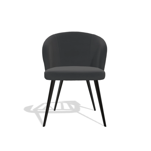 Chaise de salle à manger Lisette 6599 en Cuir B900 (noir), pieds en noir, vue de face