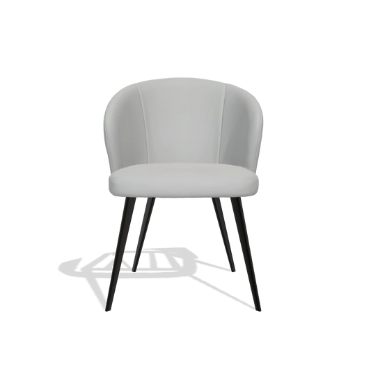 Chaise de salle à manger Lisette 6599 en Cuir B904 (gris clair), pieds en noir, vue de face