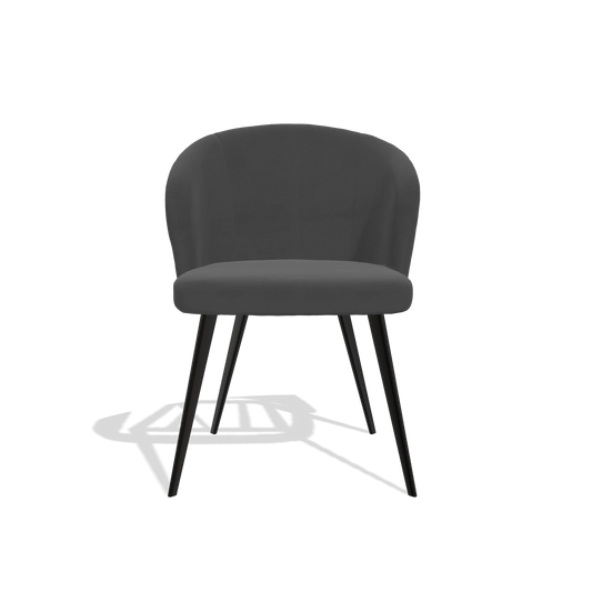 Chaise de salle à manger Lisette 6599 en Cuir B905 (anthracite), pieds en noir, vue de face