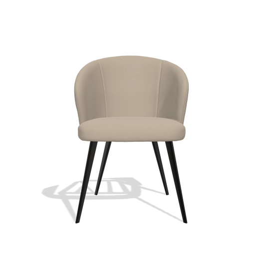 Chaise de salle à manger Lisette 6599 en Cuir B911 (sable), pieds en noir, vue de face